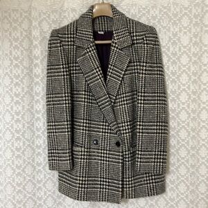 JH Collectibles Black and White Plaid Double-Breasted Blazer